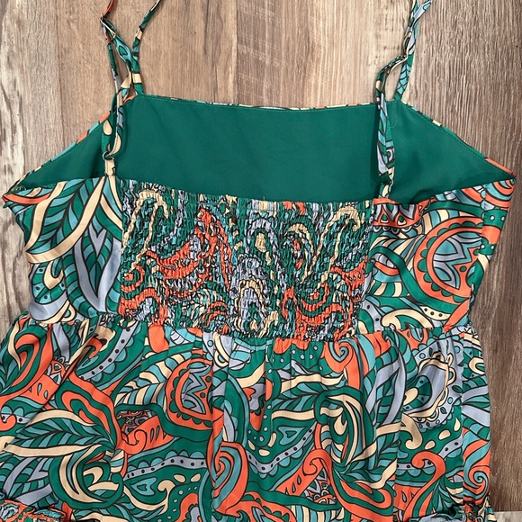 TCEC Paisley Spaghetti Strap Dress Boho Colorful Silky Maximalist Sz L - Picture 5 of 11